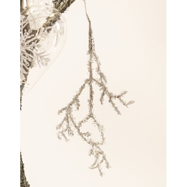 Dekoration perle blad i enkelt slv eller guld str. H15 cm, 2 ass. Slv